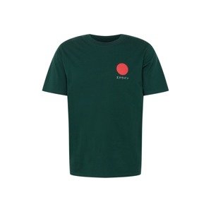 EDWIN Tričko 'Japanese Sun'  tmavě zelená / světle červená / bílá