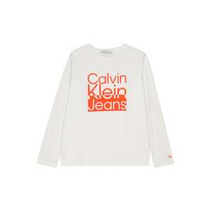 Calvin Klein Tričko  bílá / mandarinkoná