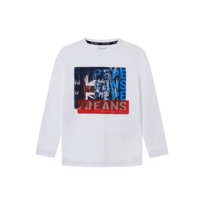 Pepe Jeans Tričko 'CLAUS'  bílá / nebeská modř / červená / námořnická modř
