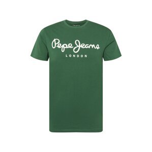Pepe Jeans Tričko  tmavě zelená / bílá